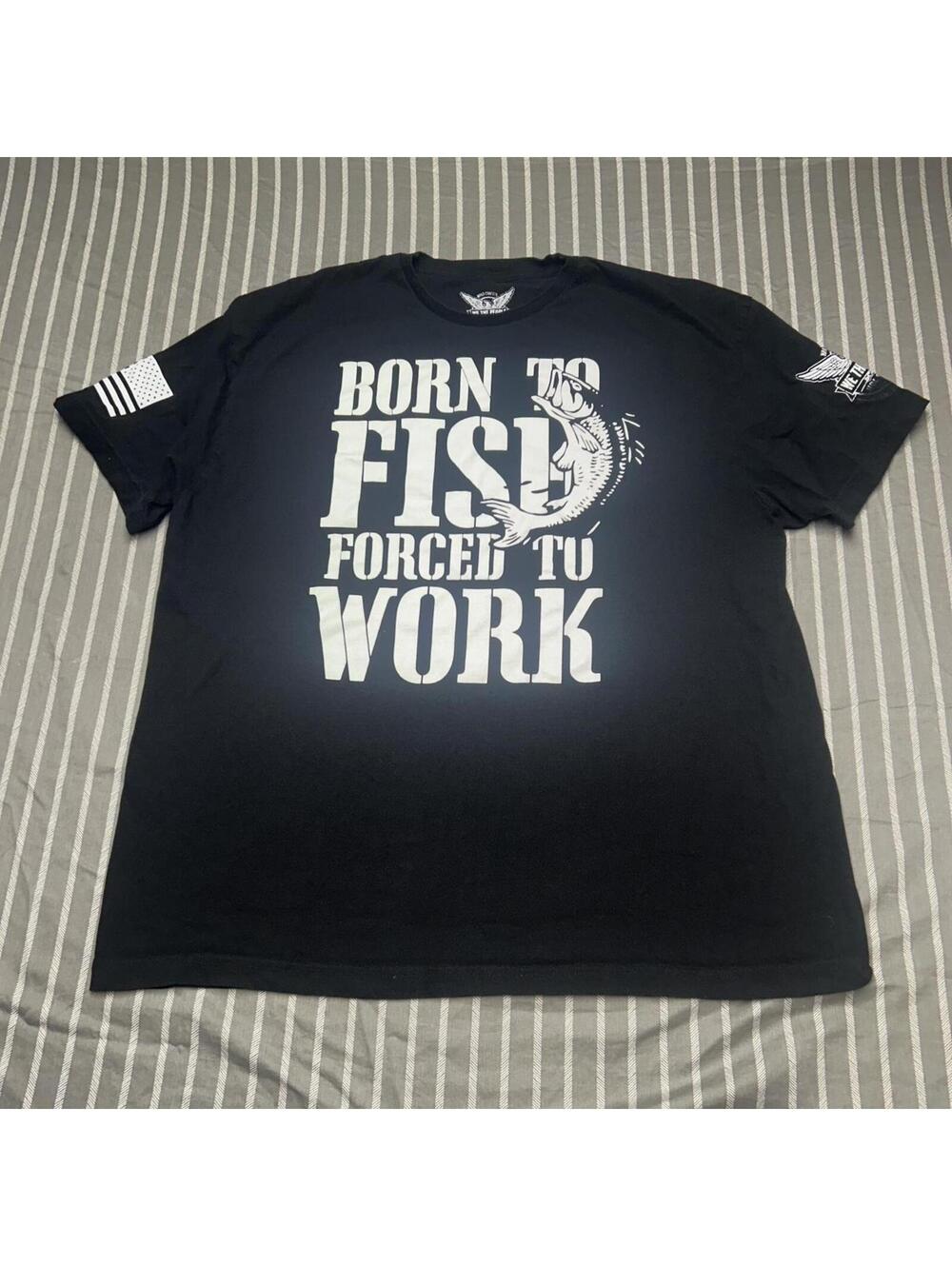 We The People Holsters Born to Fish Forced to Work Short Sleeve Shirt Men's XXL